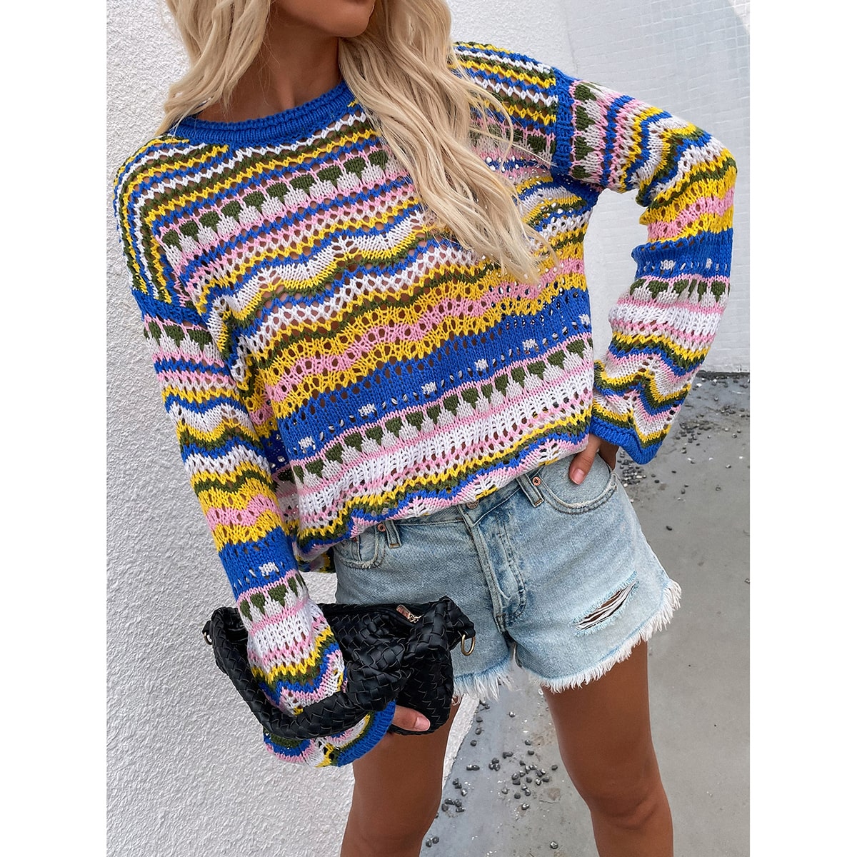 Tunic Sweater Rainbow Plus Size Women's