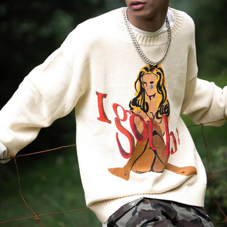 Long Sleeves Sweater Stylish  Jacquard  Knitwear