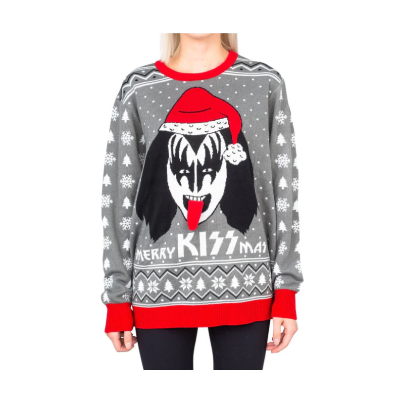 FUNNY Christmas Sweater  Merry Kissmas Flappy Sweater Kiss Women's