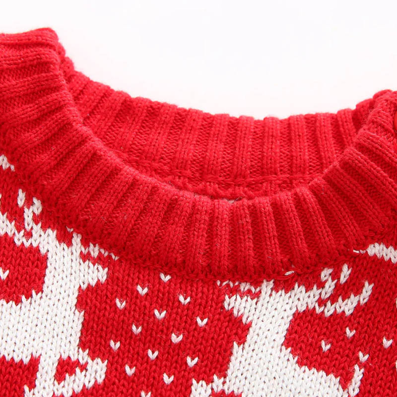 Knitting Christmas kid's O-Neck sweater