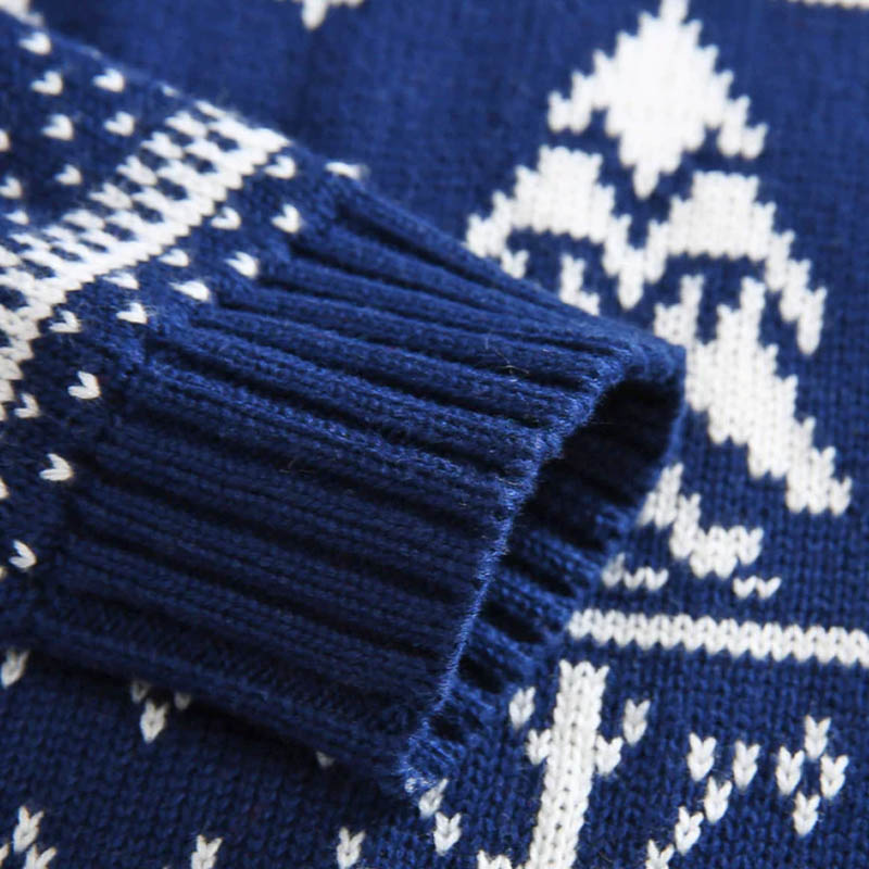 Knitting Christmas kid's O-Neck sweater