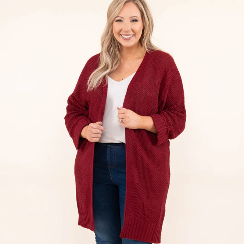 Plus Size Women's V-Neck Cardigan Sweater