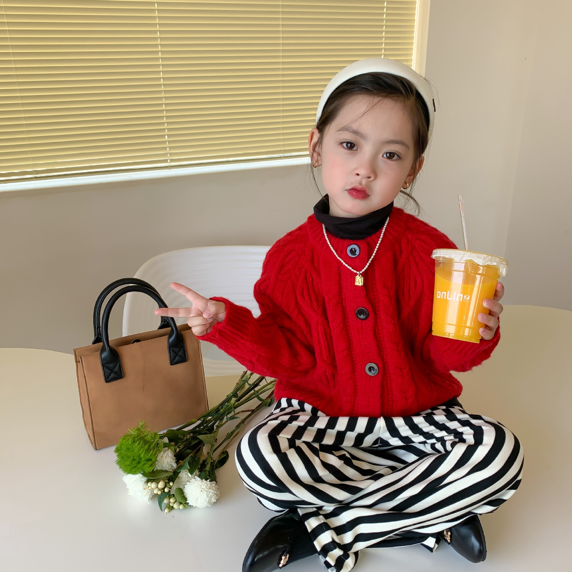 Solid Color Round Neck Sweater Children