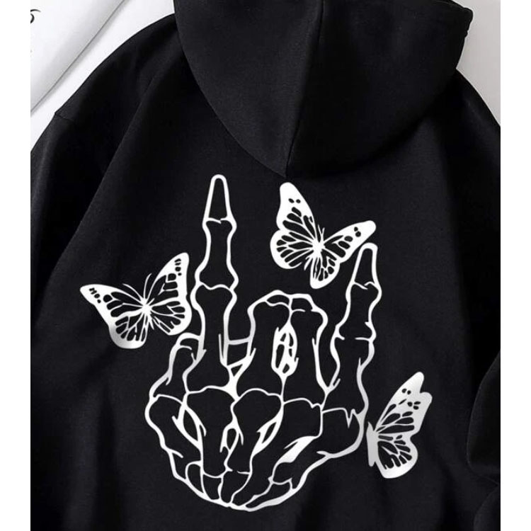 Unisex Skeleton And Butterfly Print Hoodie