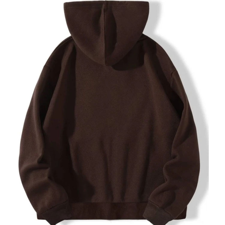 Butterfly Print Zip Drawstring Brown Hoodie