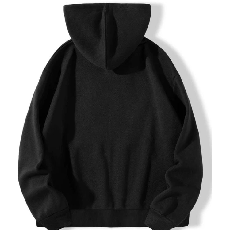 Butterfly Print Zip Drawstring Black Hoodie