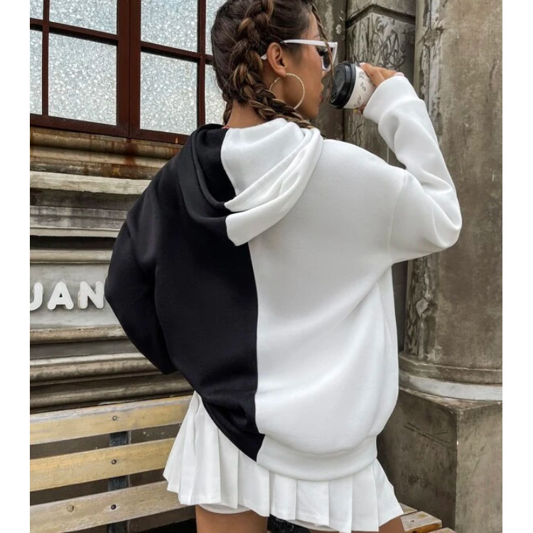 Chinese Dragon Print Two Tone Hoodie