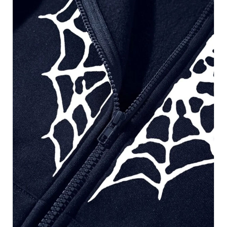 Spider Web Blue Print Zipper Hoodie