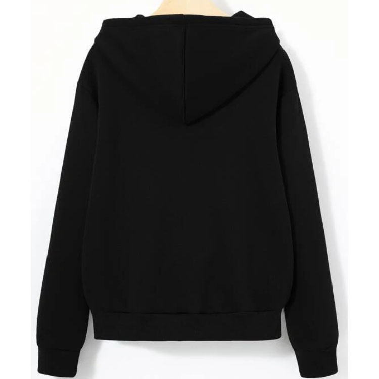 Skeleton Pattern Zip Up Drawstring Hoodie