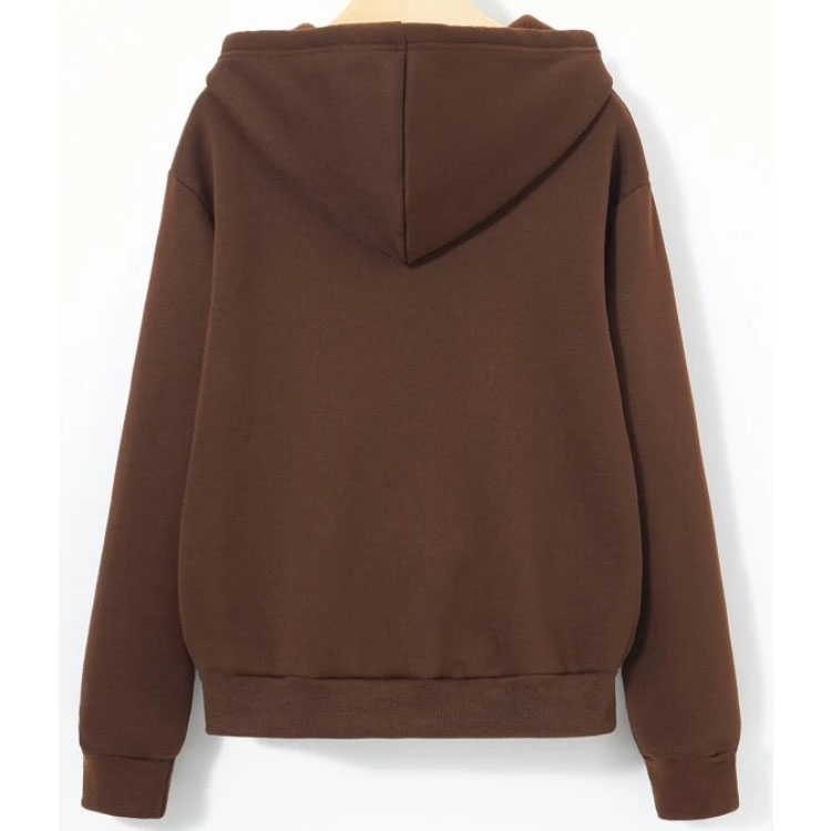 Halloween Brown Zip Up Drawstring Hoodie