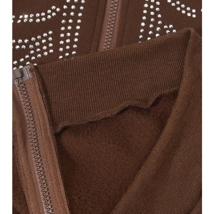 Halloween Brown Zip Up Drawstring Hoodie