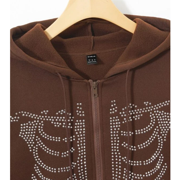 Halloween Brown Zip Up Drawstring Hoodie