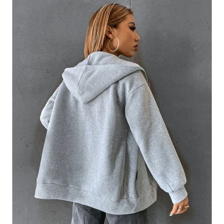 Women's Sticking Drill Grey Hoodie