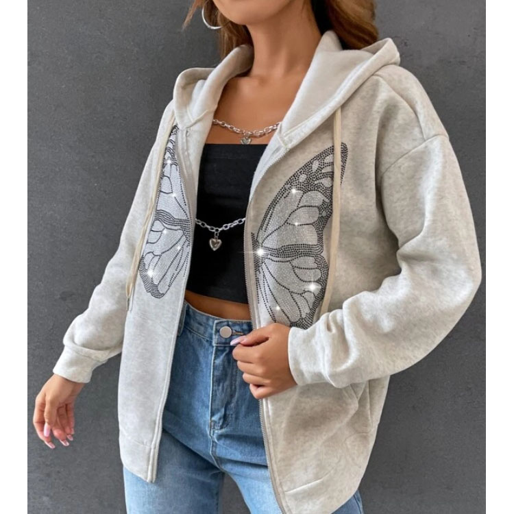 Women's Sticking Drill Light Grey Hoodie