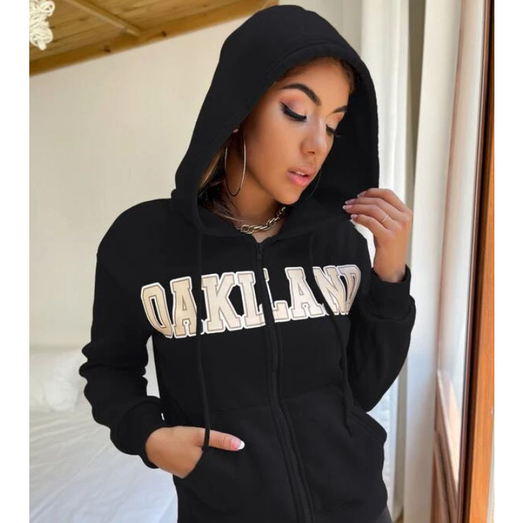 Women's Letter Graphic Zip Up Hoodie