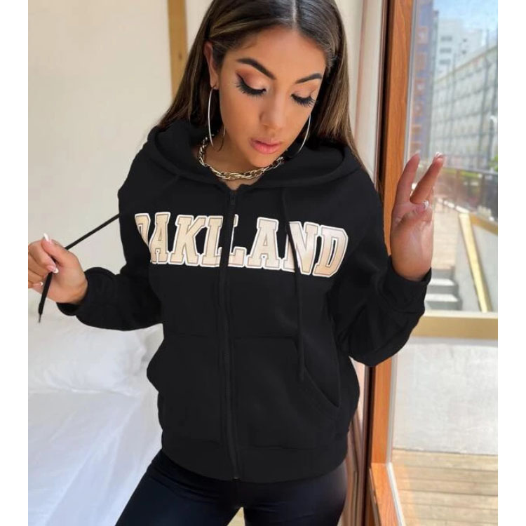 Women's Letter Graphic Zip Up Hoodie