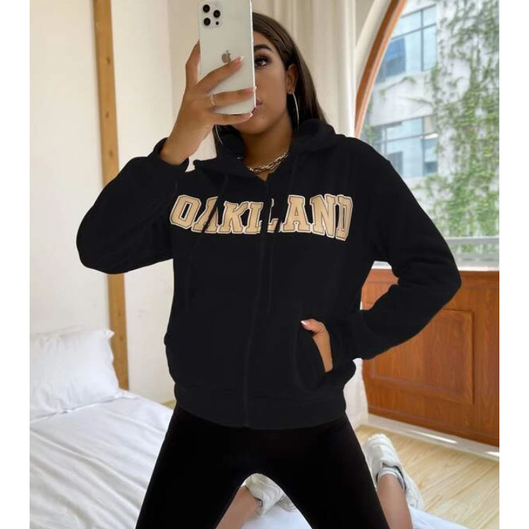 Women's Letter Graphic Zip Up Hoodie