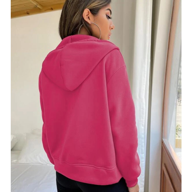 Women's Letter Graphic Zipper Pink Hoodie