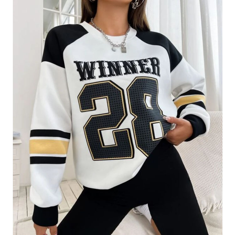 Women's Letter Graphic O-neck White Sweatshirt