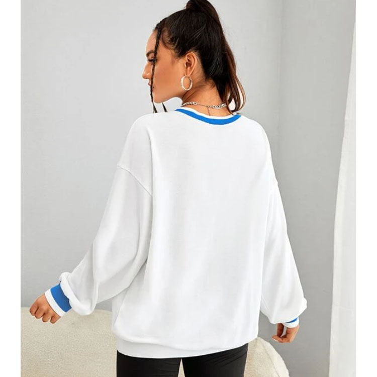 Women's Blue Graphic O-neck Sweatshirt