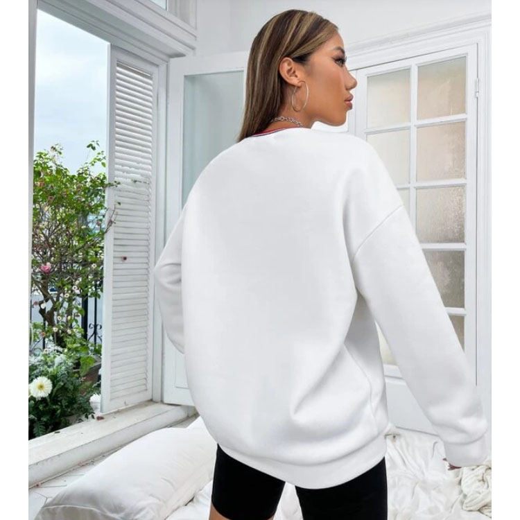 Women's Red Graphic V-neck Sweatshirt