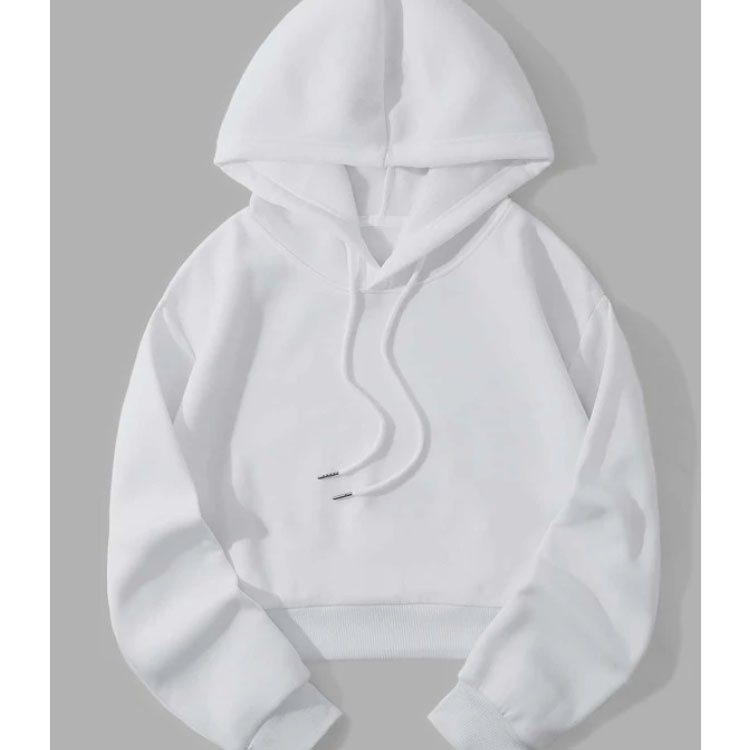 Women's Slogan Graphic White short Hoodie