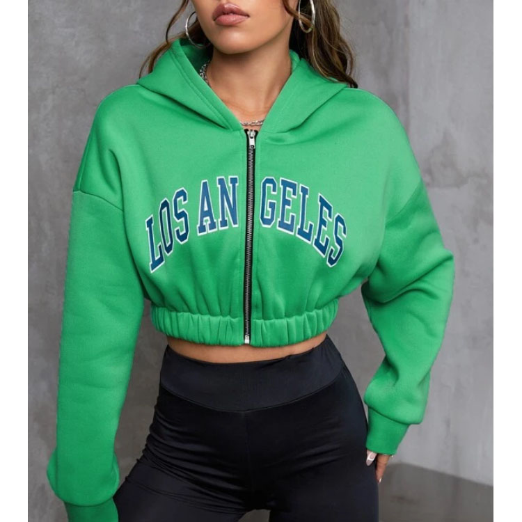 Women's Zip Up Short Drawstring Hoodie