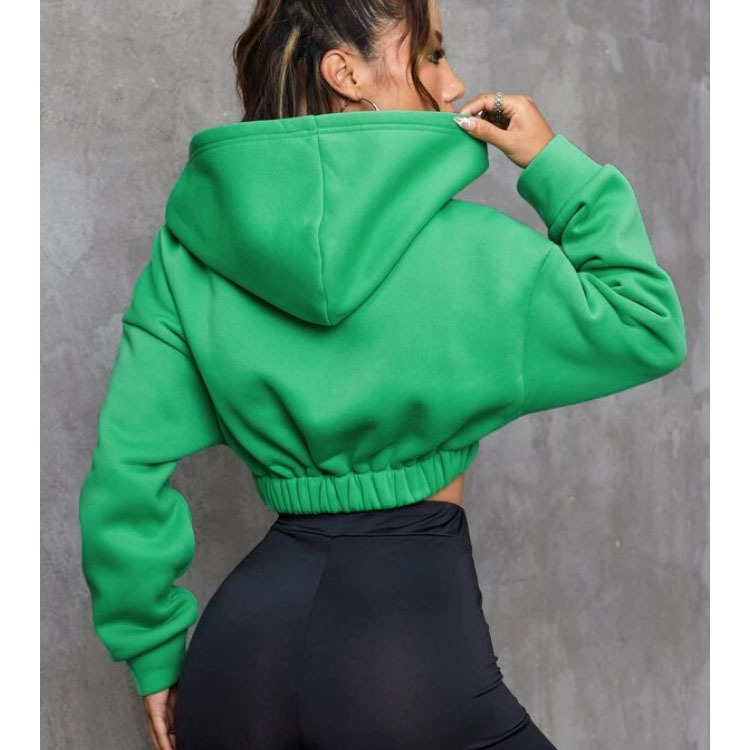Women's Zip Up Short Drawstring Hoodie