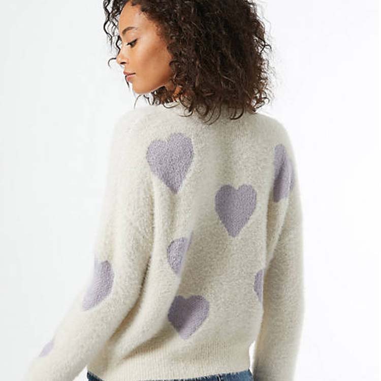 Women's Valentine's Day Heart Sweater Knitting