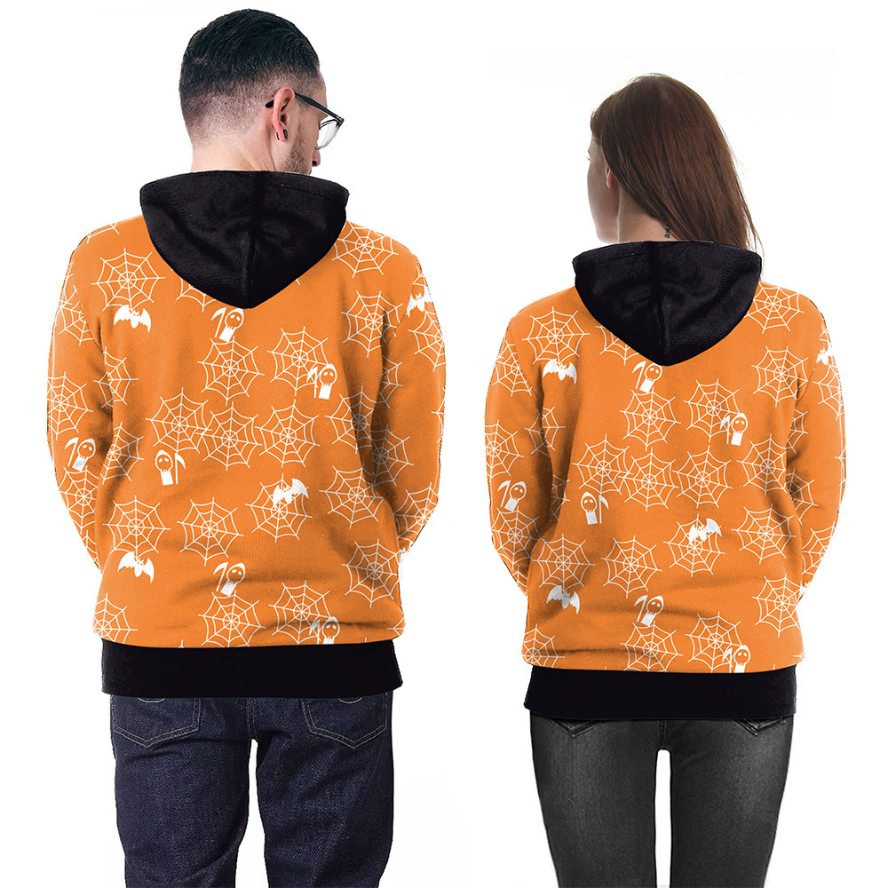 Printed Couple's Funny Hoodie Halloween