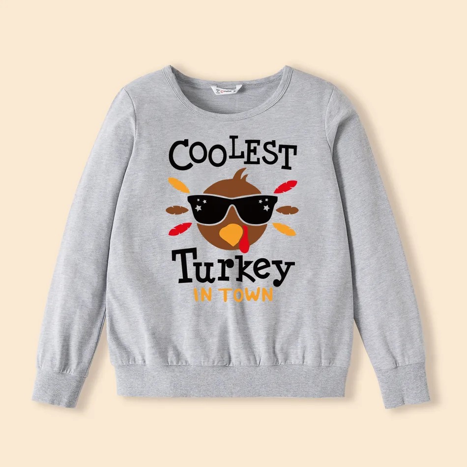 Thanksgiving Cartoon Pullover Printed Alphabet Hoodie