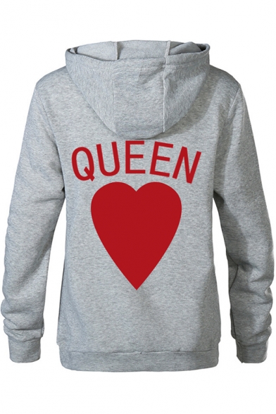 Casual Valentine's Day Print Hoodie