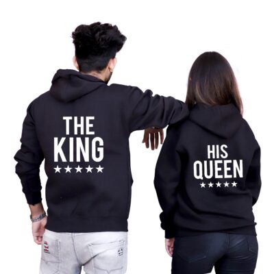 Black Couple's Monogrammed Street Hoodie