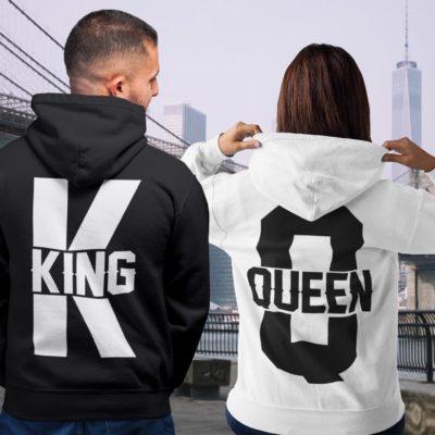 Black Couple's Monogrammed Street Hoodie