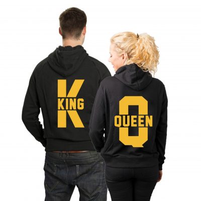 Black Couple's Monogrammed Street Hoodie