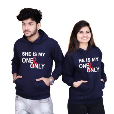 Casual Blue Hoodie Valentine's Day