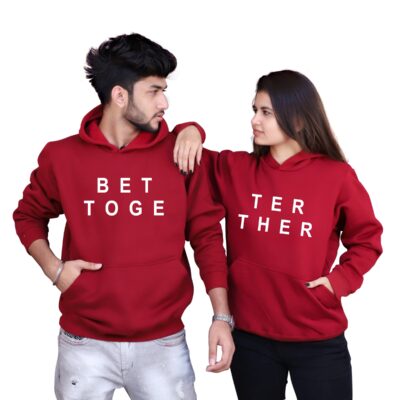 Valentine's Day Couple's Red Print Hoodie