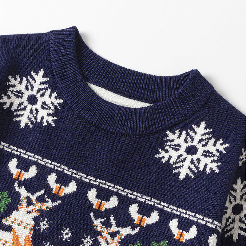 Snowflake Knitting Merry Christmas Kids Sweaters