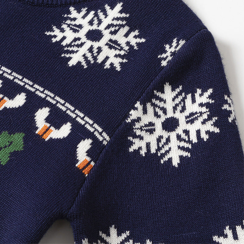 Snowflake Knitting Merry Christmas Kids Sweaters