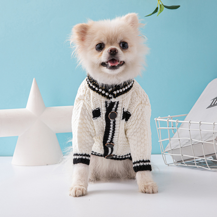 Dog Sweater With Brooch Fashion Trendy Dog Clothes