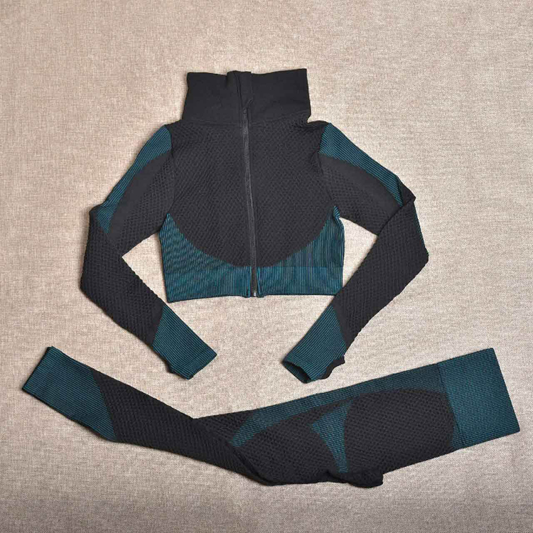 Zipper Sports Leggings Yoga Suit