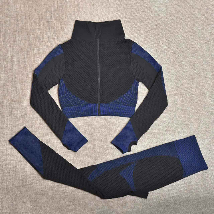 Zipper Sports Leggings Yoga Suit