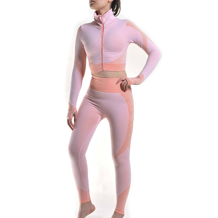 Zipper Sports Leggings Yoga Suit