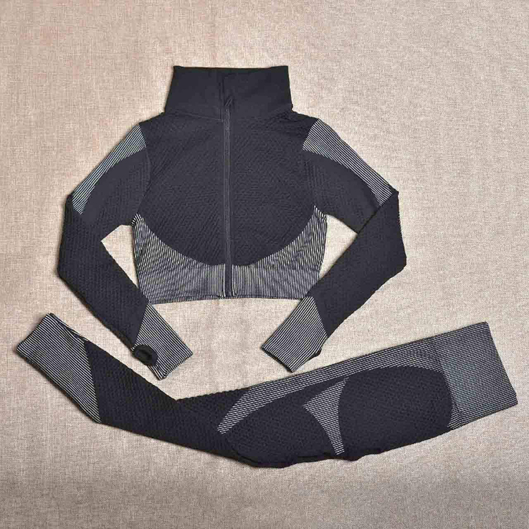 Zipper Sports Leggings Yoga Suit