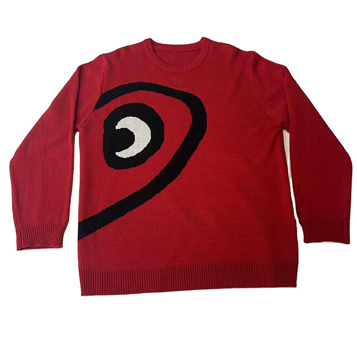 Valentine's Day Red Heart Jacquard Round Neck Sweater