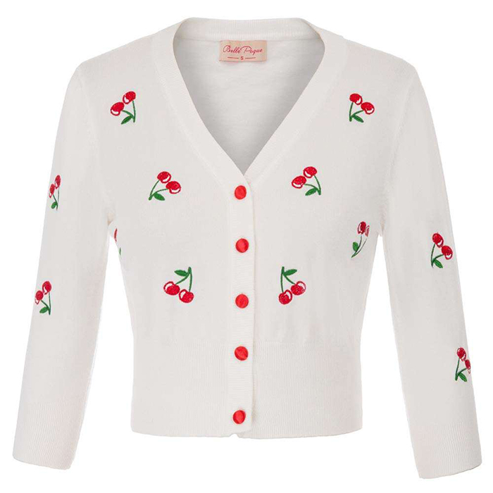 Customized Women's V-neck Button Down Embroidery Cropped Cardigan Sweater Coat