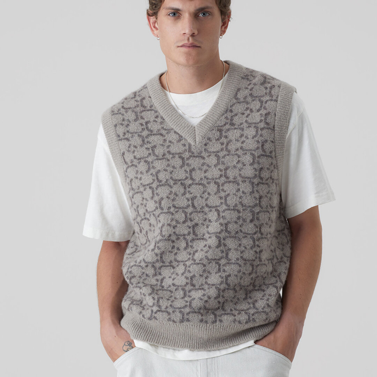 Men Summer Sweater Jacquard Top