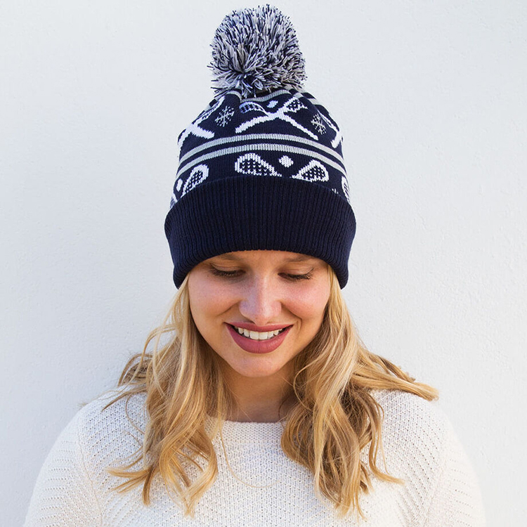 Dark Blue Ribbed Christmas Hat