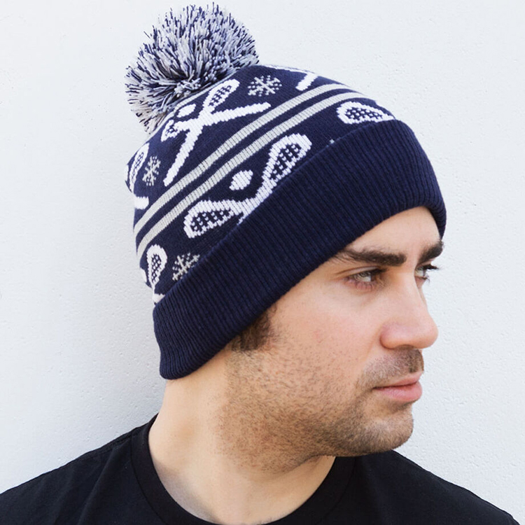Dark Blue Ribbed Christmas Hat