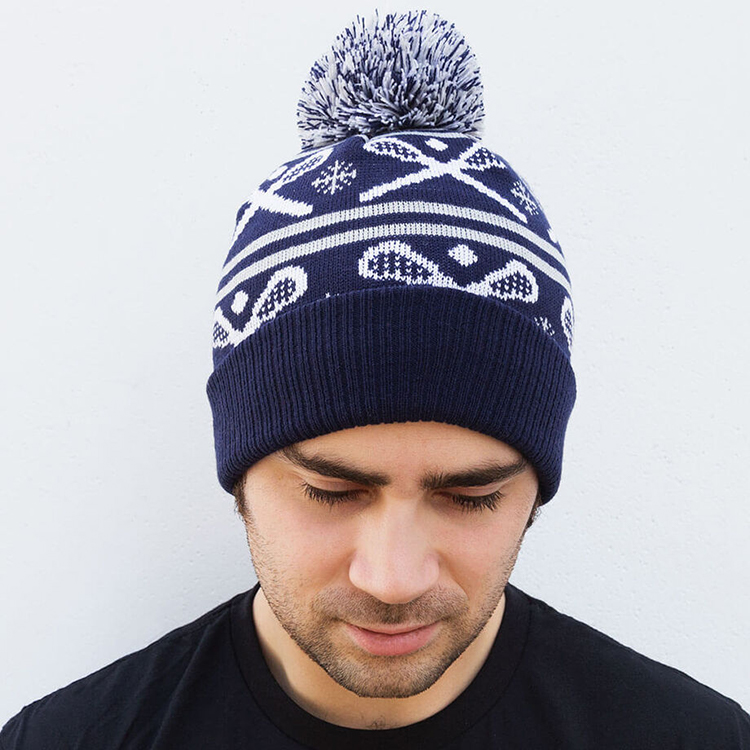 Dark Blue Ribbed Christmas Hat